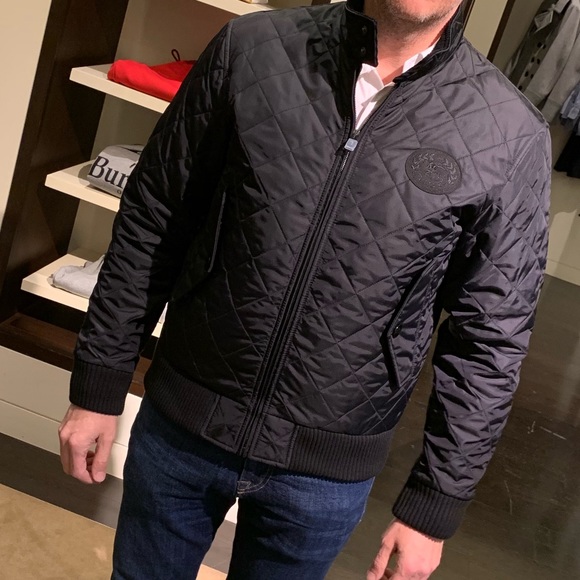 burberry men's quilted bomber jacket